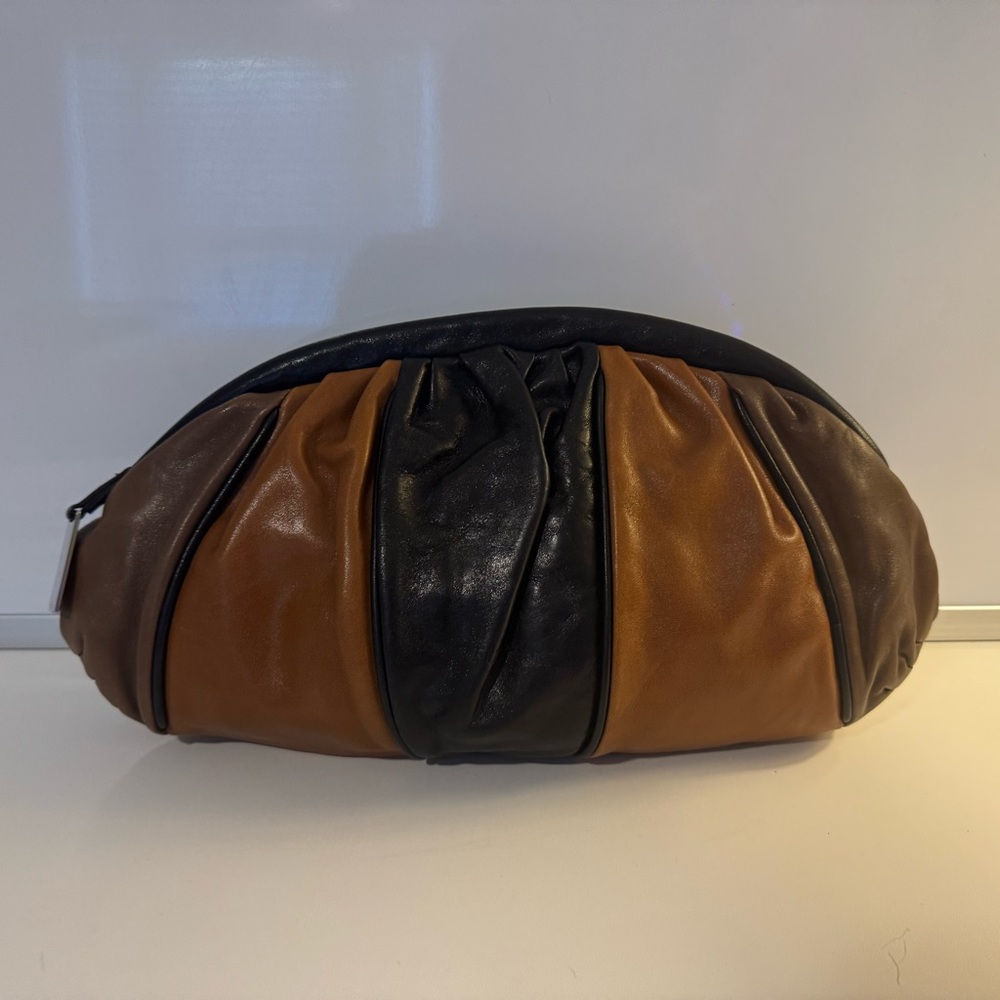 Furla - GUC - Elegant Tri Color Pleated Leather Frame Clutch